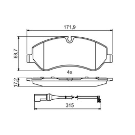Гальмівні колодкипередні FORD TOURNEO CUSTOM V362, TRANSIT CUSTOM V362, TRANSIT V363 1.0H/2.0D/2.0DH 12.15-