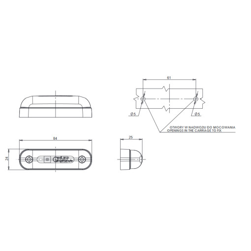 Габаритный фонарь красный LED 12V-24V