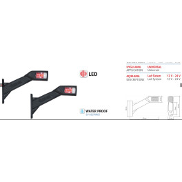 Фонарь габаритный рожок наклонный правый (угол 45) ДИОД LED 12/24 L-180 (длинный)