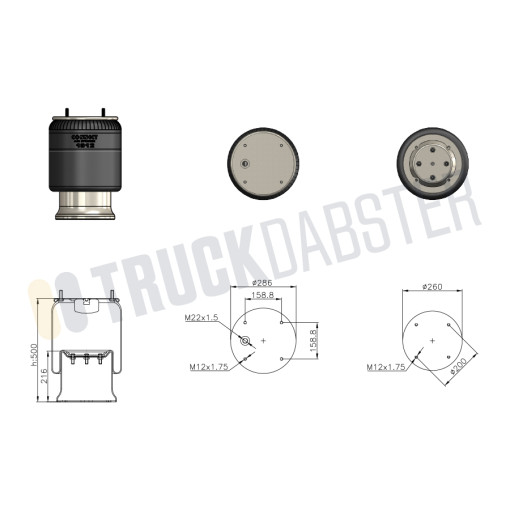 Пневморесора (в зборі стал. стакан) 912NP02, ROR21222673/SAF3229001300/V1D28D2/AIR3912K