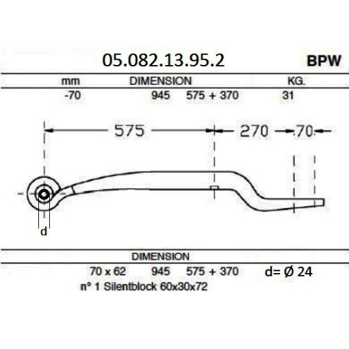 Напівресора однолистова зі стуенькою BPW 0508213952
