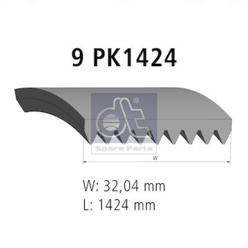 Ремень ручейковый 9PK1424 DAF