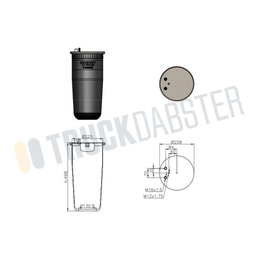 Пневморессора MAN CONTI 4882N1 81436010151, без стакана