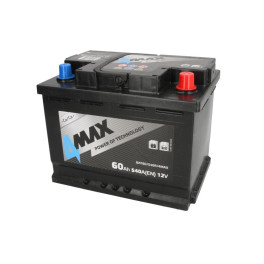 Аккумулятор 4MAX 12В 60Ач/540A (P+ стандартные клеммы) 242x175x190 B13 - флянец 10.5 мм (пуск)