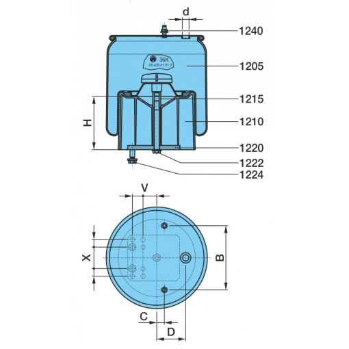 Ресора пневматична BPW з пластиковим стаканом 4881NP02 BPW36K