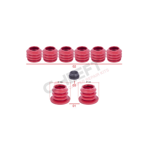 Пыльники пальцев суппорта Haldex MODUL X-GEN 1 красные