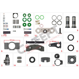 Комплект деталей суппорта Meritor полный левый DX.195 TYPE (MCK1171)