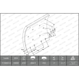 Накладки тормозные барабанные STD (410x200) IVECO + ЗАКЛЕПКИ WWA 19091