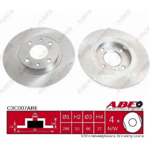 Диск тормозной передн лев/прав (без маточини CITROEN BX; PEUGEOT 305, 305 II, 405 I, 405 II 1.1-2.0 09.82-05.97 Диск тормозной