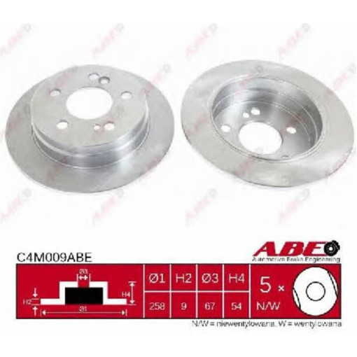 Диск тормозной задний левый/правый (без маточини Mercedes 124 (C124), 124 (W124), 190 (W201), E (C124), E (W124 1.8-3.0D 10.82-06.97 Диск тормозной