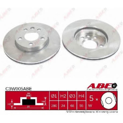 Диск тормозной передн лев/прав (без маточини VW TRANSPORTER IV 1.8-2.8 07.90-06.03 Диск тормозной