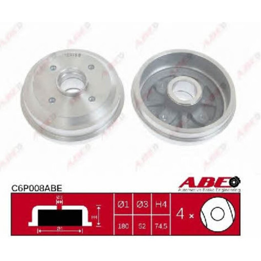 Гальмівний барабан задн CITROEN AX, SAXO; PEUGEOT 106 I, 106 II, 106 II/HATCHBACK, 206, 206+ 1.0-Electric 04.87-