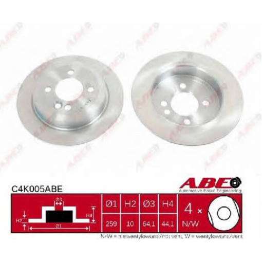 Диск тормозной задний левый/правый (259mmx10mm MINI (R50, R53), (R52), (R56), (R57), (R58), (R59 Cooper/Cooper D/Cooper S/Cooper SD/John Cooper Wo