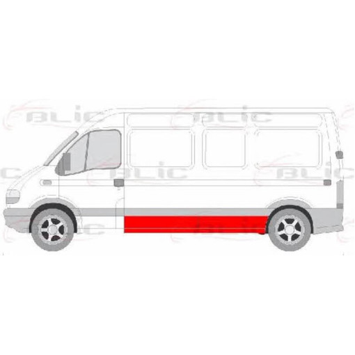 Ремвставка боковини кузова лівий (модель довга, до планки, нижня частина) NISSAN INTERSTAR; OPEL