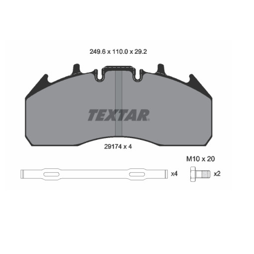 Колодки гальмівні дискові передні/задні 29174   VOLVO/RVI TEXTAR MAGNUM, PREMIUM 2; VOLVO FE, FE II, FH, FH II, FH16, FH16 II, FM, FM II, FMX, FMX II; FORD F-MAX