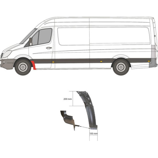 Ремонтна панель крила Перед Прав (задня частина) MERCEDES SPRINTER; VW CRAFTER 04.06-10.13 Ремонтна