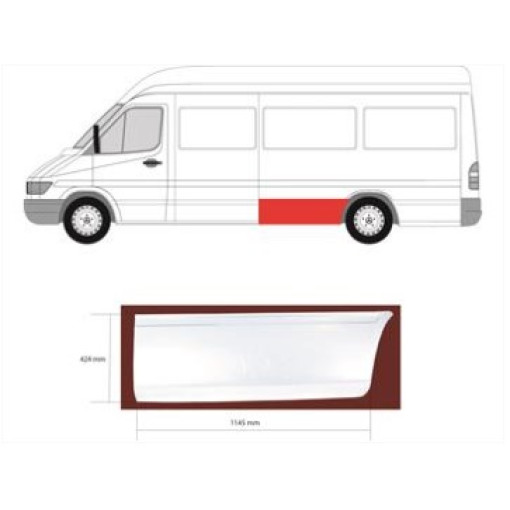 Ремвставка крила задн лівий (передній колесом, висота 50см) Mercedes SPRINTER; VW LT 01.95-07.06 Ре