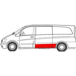 Поріг лівий (довга модель, нижня частина) Mercedes VITO / VIANO W639 09.03-10.10