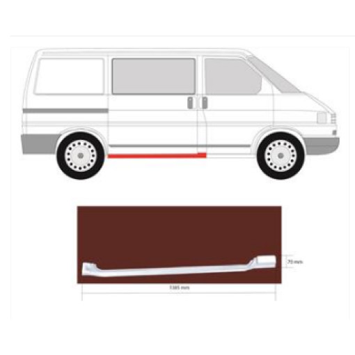Поріг правий VW TRANSPORTER T4 Автобус (70B, 70C, 7DB, 7DK, 70J, 70K, 7DC, 7 [09/90-08/04]