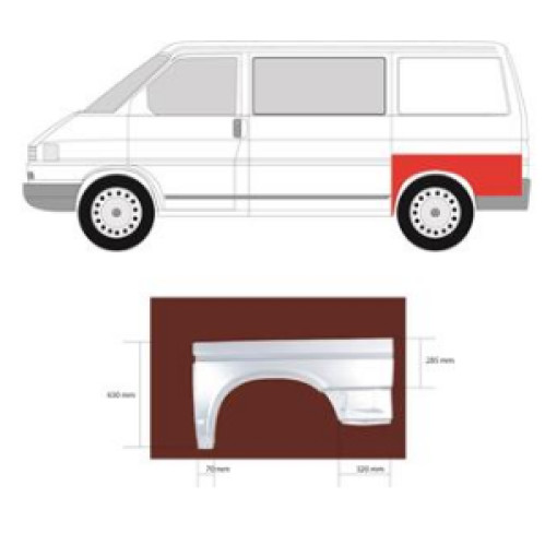 Крило заднє VW TRANSPORTER T4 Автобус (70B, 70C, 7DB, 7DK, 70J, 70K, 7DC, 7 [09/90-08/04]