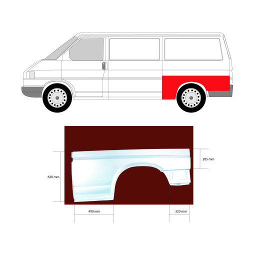 Крыло заднее ліве VW TRANSPORTER T4 Автобус (70B, 70C, 7DB, 7DK, 70J, 70K, 7DC, 7 [09/90-08/04]