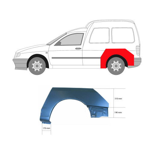 Арка заднего крыла VW CADDY II BOX (9K9A) 11.95-01.04