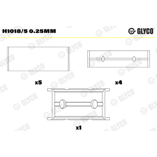 Вкладиши колінвалу (+0,25) CITROEN JUMPER; FIAT DUCATO; FORD MONDEO III, MONDEO IV, RANGER, TOURNEO CUSTOM V362, TRANSIT, TRANSIT CUSTOM V362, TRANSIT TOURNEO 2.0D/2.2D/2.4D 01.00-