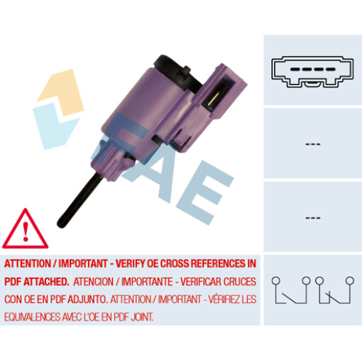 Вимикач стопсигналу AUDI A2, A3, TT; SEAT ALHAMBRA, AROSA, CORDOBA, CORDOBA VARIO, LEON, TOLEDO II; SKODA FABIA I, OCTAVIA I, OCTAVIAII; VW BORA, GOLF IV, LUPO, NEW BEETLE, POLO 09.95-