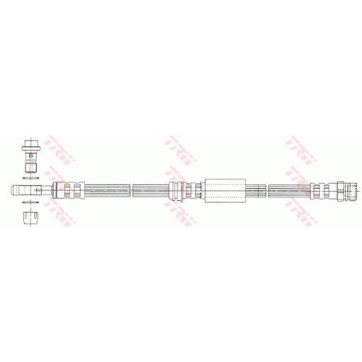 Гальмівний шланг передний лів/прав (длина 575мм,диаметр 10,15мм, M10x1, banjo) AUDI A3; SEAT ALTEA, ALTEA XL, LEON, TOLEDO III; SKODA OCTAVIA II, SUPERB II, YETI; VW CADDY III 1.2-3.6 02.03-