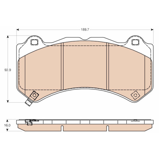 Колодки гальмівні передні CADILLAC CTS, CTS SPORT; CHEVROLET CAMARO, CORVETTE; DODGE CHALLENGER; JEEP GRAND CHEROKEE, GRAND CHEROKEE IV; NISSAN GT-R 2.0-6.4 12.07-