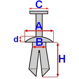 Клипсы обивки (количество в упаковке: 10 шт..) HYUNDAI ACCENT II, ACCENT III, ACCENT IV, ELANTRA III, ELANTRA IV, GETZ, I10 I, I20 I, I30, IX35, IX55,