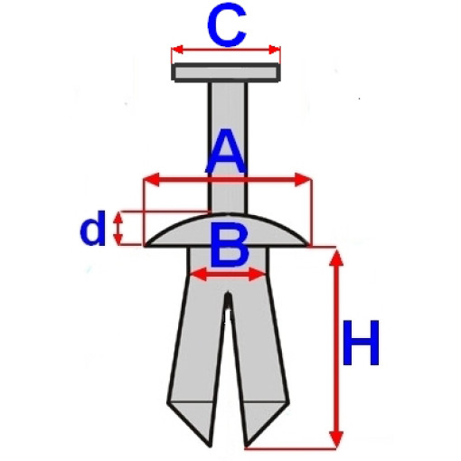 Клипсы обивки (количество в упаковке: 10 шт..) HYUNDAI ACCENT II, ACCENT III, ACCENT IV, ELANTRA III, ELANTRA IV, GETZ, I10 I, I20 I, I30, IX35, IX55,