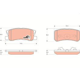 Гальмівні колодки задні к/кт (с аксессуарами) CHRYSLER 200; CITROEN C4 AIRCROSS, C-CROSSER, C-CROSSER ENTERPRISE; MITSUBISHI ASX, ENDEAVOR, GRANDIS, LANCER VIII, OUTLANDER II 1.6-3.8 12.90-