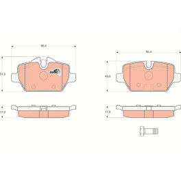 Гальмівні колодки задні к/кт BMW 1 (E81), 1 (E87), 1 (F20), 3 (E90), 3 (E92); FIAT DUCATO; MINI COUNTRYMAN (R60), PACEMAN (R61) 1.6-3.0D 06.04-