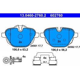 Колодки тормозные задние к/кт BMW 5 (F10), 5 (F11), 5 (G30, F90), 5 (G31), 6 GRAN TURISMO (G32), 7 (