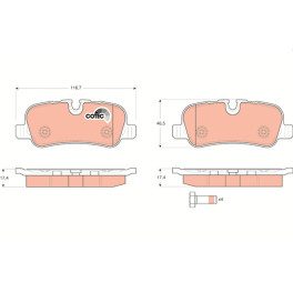 Гальмівні колодки задні к/кт LAND ROVER DISCOVERY III, DISCOVERY IV, RANGE ROVER III, RANGE ROVER SPORT I 2.7D-5.0 03.02-12.18
