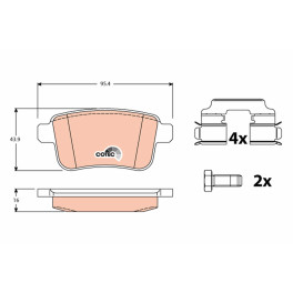 Гальмівні колодки задні к/кт MERCEDES CITAN MIXTO (DOUBLE CABIN), CITAN (MPV), CITAN/MINIVAN (W415); RENAULT KANGOO 1.2-Electric 06.05-