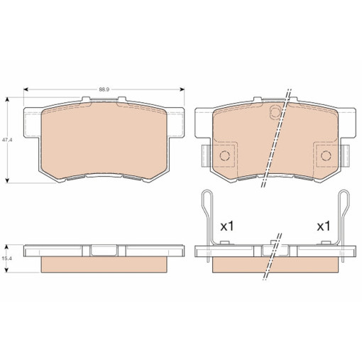 Колодки тормозные задние к/кт ACURA RL, TSX; HONDA ACCORD IV, ACCORD V, ACCORD VI, ACCORD VII, CIVIC IX, CIVIC VI, CIVIC VII, CIVIC VIII, CROSSTOUR I,