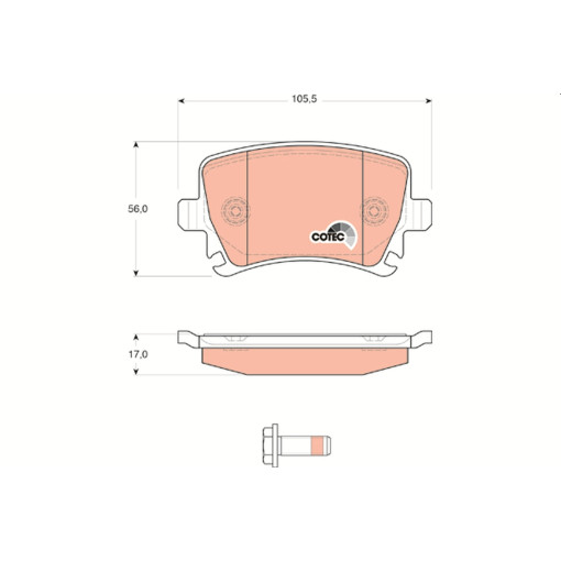 Колодки тормозные задние к/кт AUDI A3, A4 B6, A4 B7, A6 ALLROAD C6, A6 C4, A6 C5, A6 C6, Q3, TT; SEAT ALTEA, ALTEA XL, EXEO, EXEO ST, LEON, LEON SC, L