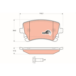 Гальмівні колодки задні к/кт AUDI A4 B6, A4 B7, A6 ALLROAD C6, A6 C5, A6 C6, A8 D3; BENTLEY CONTINENTAL, CONTINENTAL FLYING SPUR; VW MULTIVAN V, TRANSPORTER V 1.9D-6.0ALK 07.02-