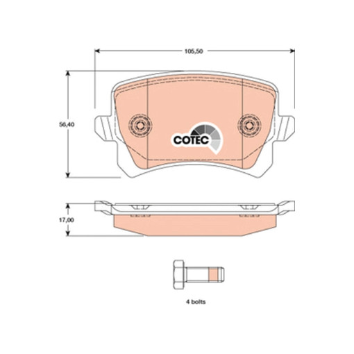 Гальмівні колодки задні к/кт AUDI A6 C6, Q3; SEAT ALHAMBRA; VW CC B7, PASSAT ALLTRACK B7, PASSAT B6, PASSAT B7, SHARAN, TIGUAN 1.4-4.2 05.04-