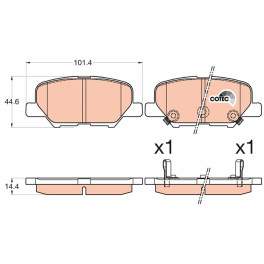 Гальмівні колодки задні к/кт CITROEN C4 AIRCROSS; MAZDA 6; MITSUBISHI ASX, OUTLANDER III; PEUGEOT 4008 1.6-3.0 02.10-