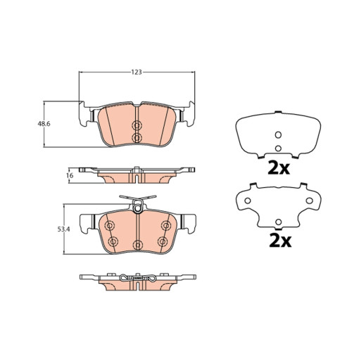 Гальмівні колодки задні к/кт FORD MONDEO V; FORD USA EDGE, ESCAPE, FUSION ; LINCOLN MKX, MKZ; SKODA SUPERB III 1.0-3.7 09.10-