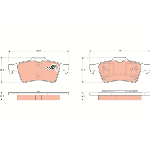 Гальмівні колодки задні к/кт FORD TOURNEO CONNECT, TRANSIT CONNECT; FORD USA FOCUS; MAZDA 5; NISSAN PRIMERA; OPEL SIGNUM; RENAULT ESPACE IV, LAGUNA II, LATITUDE, MEGANE II 1.5D-3.5 09.00-