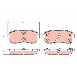 Гальмівні колодки задні к/кт HYUNDAI ACCENT III, ACCENT IV, I30, IX35, KONA, SONATA V, SONATA VI; KIA CEE'D, CERATO II, CERATO III, PICANTO, PRO CEE'D, RIO II, SPORTAGE II 1.0-2.7 09.04-