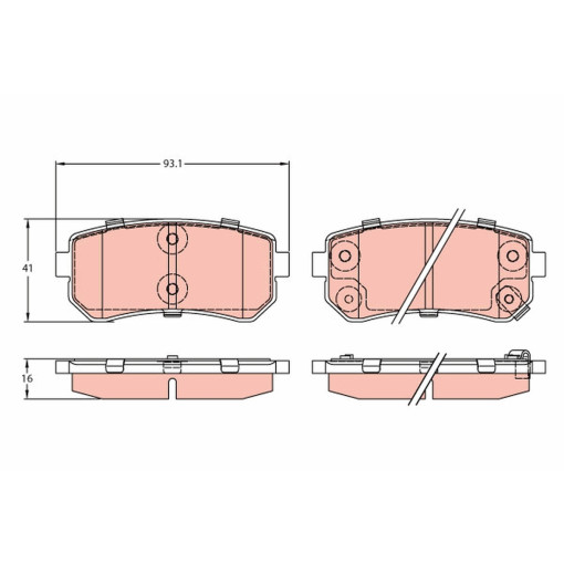 Гальмівні колодки задні к/кт HYUNDAI ACCENT III, ACCENT IV, I30, IX35, KONA, SONATA V, SONATA VI; KIA CEE'D, CERATO II, CERATO III, PICANTO, PRO CEE'D, RIO II, SPORTAGE II 1.0-2.7 09.04-