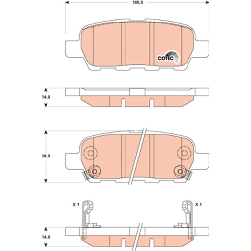 Гальмівні колодки задні к/кт INFINITI EX, G, M45, QX50 I; NISSAN ALTIMA, CUBE, JUKE, MAXIMA, MAXIMA VI, MURANO I, MURANO II, MURANO III, PATHFINDER IV, QASHQAI I, QUEST, ROGUE 1.5-4.5 02.01-
