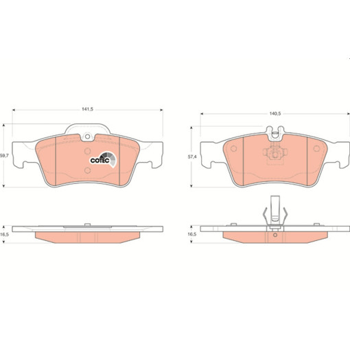 Гальмівні колодки задні к/кт MERCEDES C T-MODEL (S203), C T-MODEL (S204), CLS (C218), CLS (C219), CLS SHOOTING BRAKE (X218), E T-MODEL (S211), E T-MODEL (S212), E (W211) 1.3-5.5 08.87-12.17