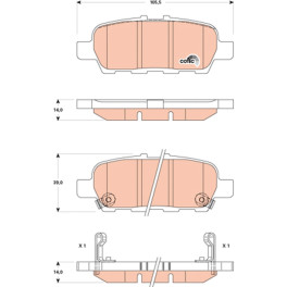 Гальмівні колодки задні к/кт NISSAN ALTIMA, CUBE, JUKE, MAXIMA, PULSAR, QUEST, SENTRA VII, SKYLINE, TEANA II, TEANA III, TIIDA, VERSA I; SUZUKI XL7 1.2-3.6 02.01-