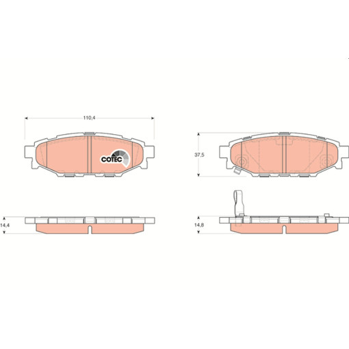 Гальмівні колодки задні к/кт SUBARU BRZ, FORESTER, IMPREZA, LEGACY IV, LEGACY V, OUTBACK, XV; TOYOTA GT 86 1.5-3.0 09.03-